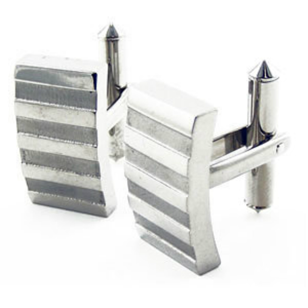 Titanium Satin Brushed and Polished Rectangle Cuff Links. 