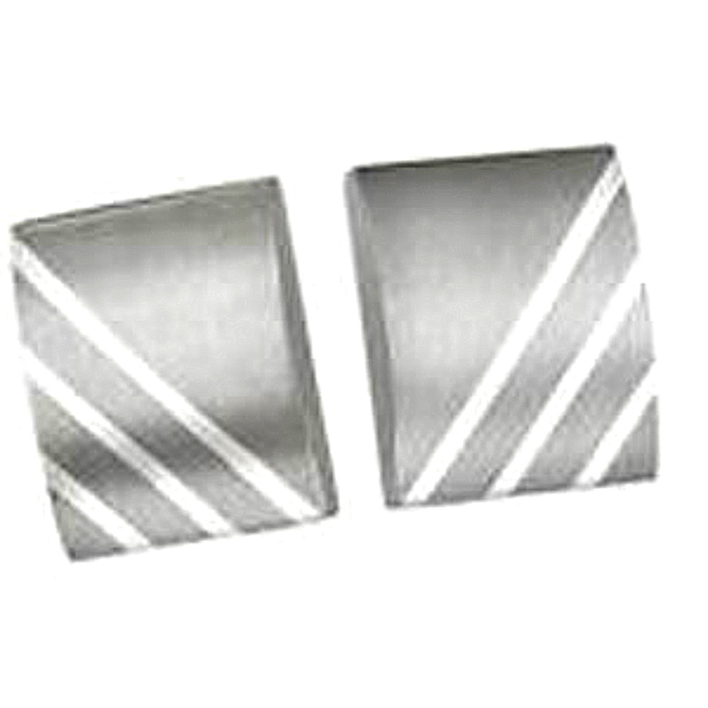 Titanium and Sterling Silver Inlay Dome Rectangle Cuff Links. 