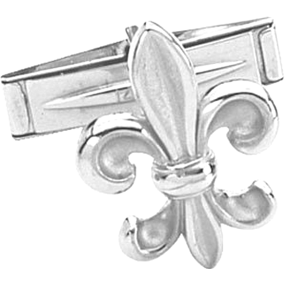 White Gold Fleur de Lis Cuff Link, Single.  