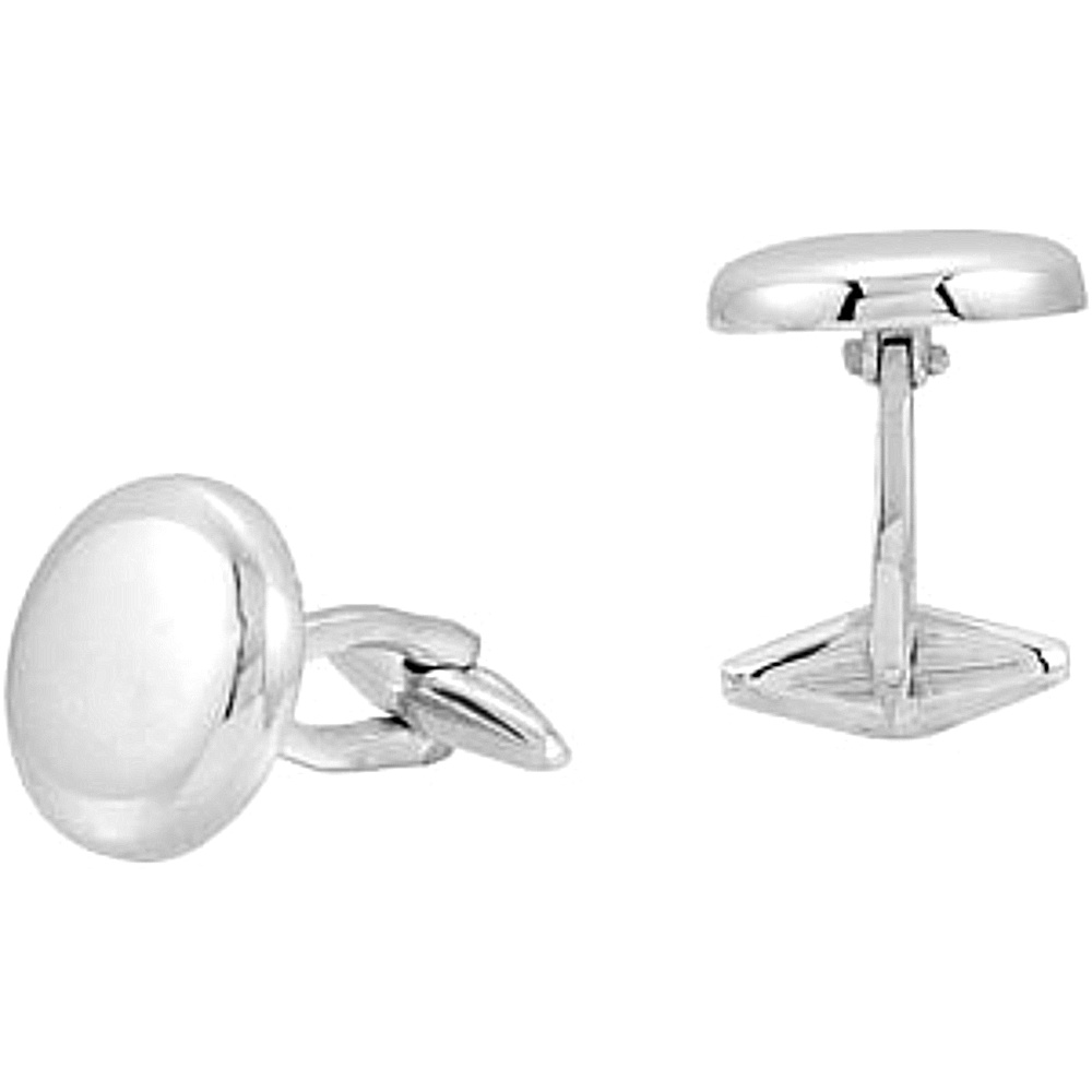 White Gold Men's Round Shaped Cuff Links.