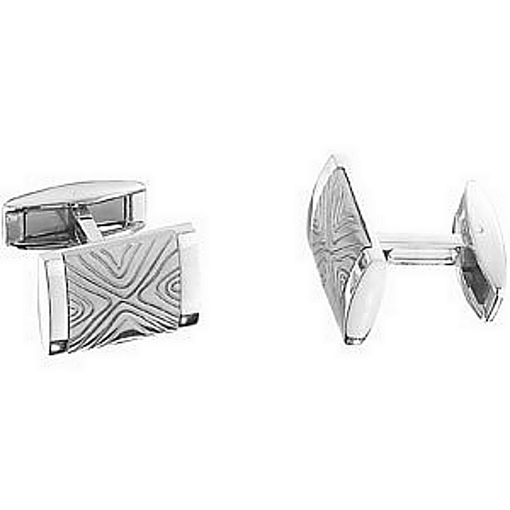 Wood Pattern Immerse Plating Polished Cuff Links. 