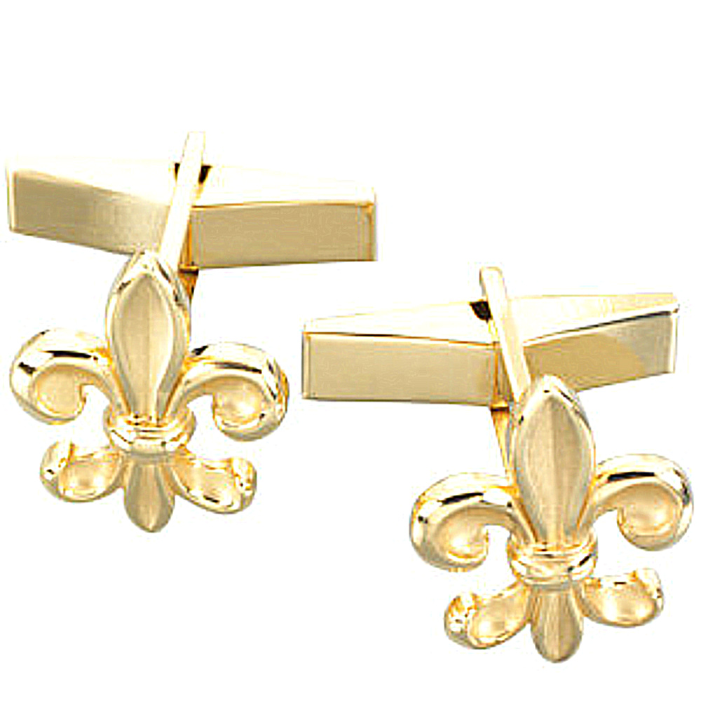 Yellow Gold Fleur de Lis Cuff Links. 