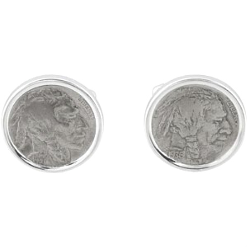 Indian Head Nickel Cuff Links in Hand-Crafted Bezel Frames with Toggle Backs. 