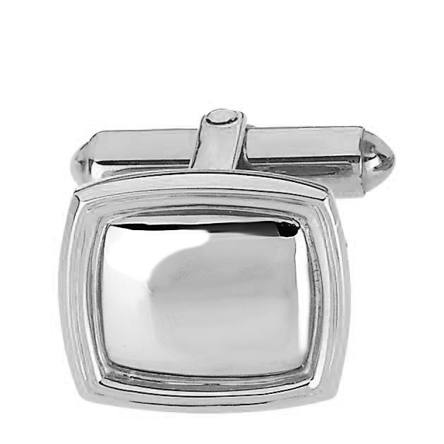 Rhodium Plate Sterling Silver Rectangle Cuff Links with a Bullet Back. 