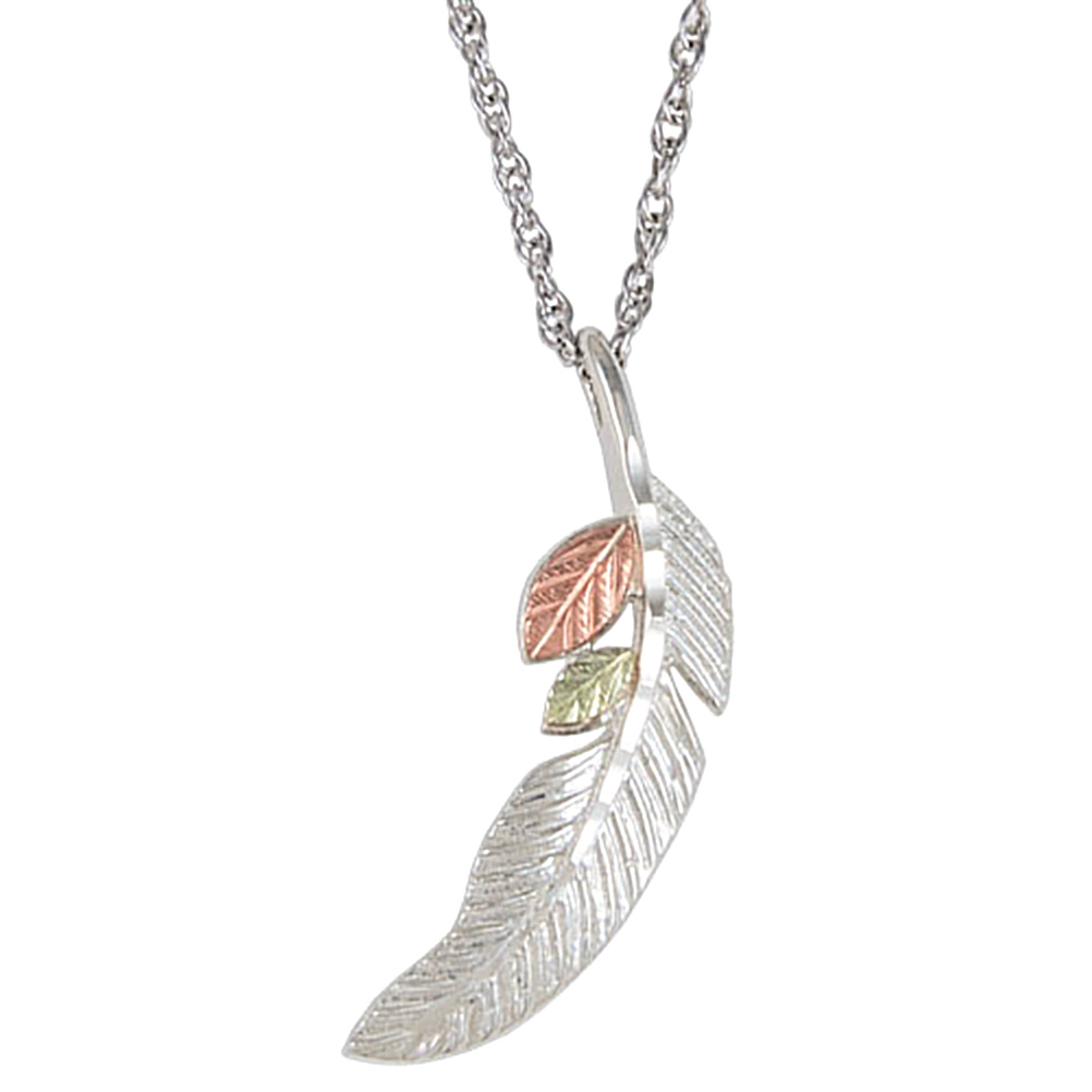 Feather and Leaves Necklace in Black Hills Gold Motif