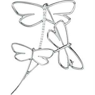 Three Dragonfly Diamond Brooch