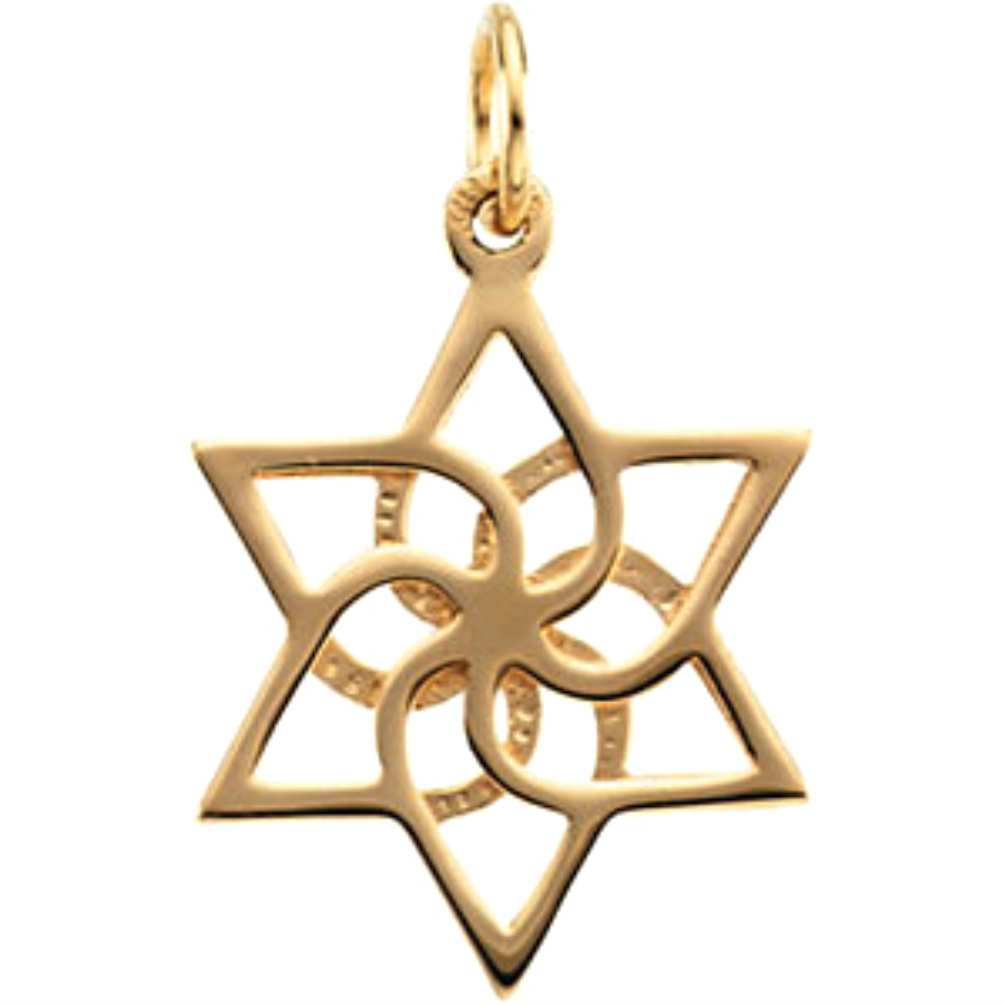 14k Yellow Gold Star of David Made in the Holy Land. 