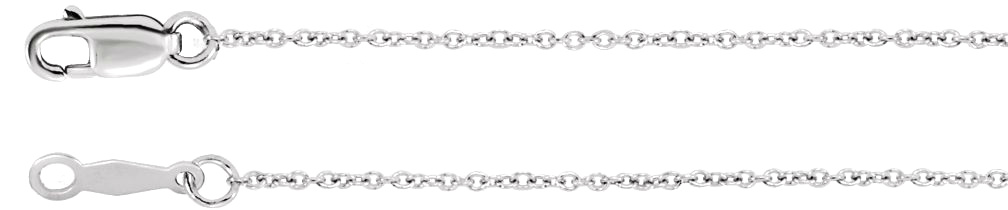 1mm 14k White Gold Solid Cable Chain. 