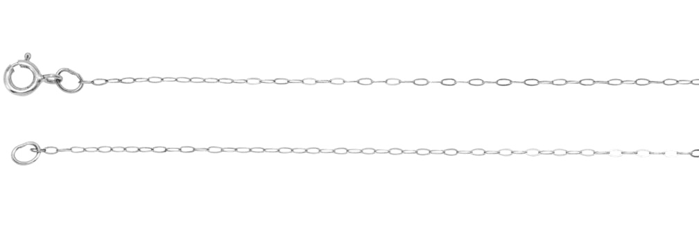 .50 14k White Gold Solid Cable Chain with Spring Ring Clasp. 