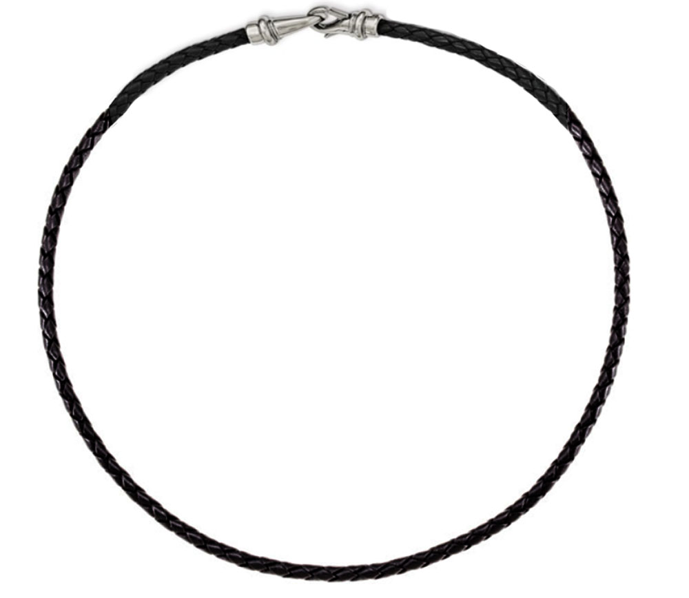 Black Leather Woven Necklace