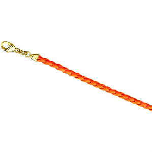 3mm Orange Bolo Leather Cord with 14k Yellow Gold Lobster Clasp