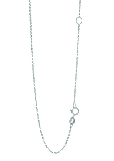 Adjustable Solid Cable Chain in Rhodium Plated14k White Gold from 16 to 18 inches. 