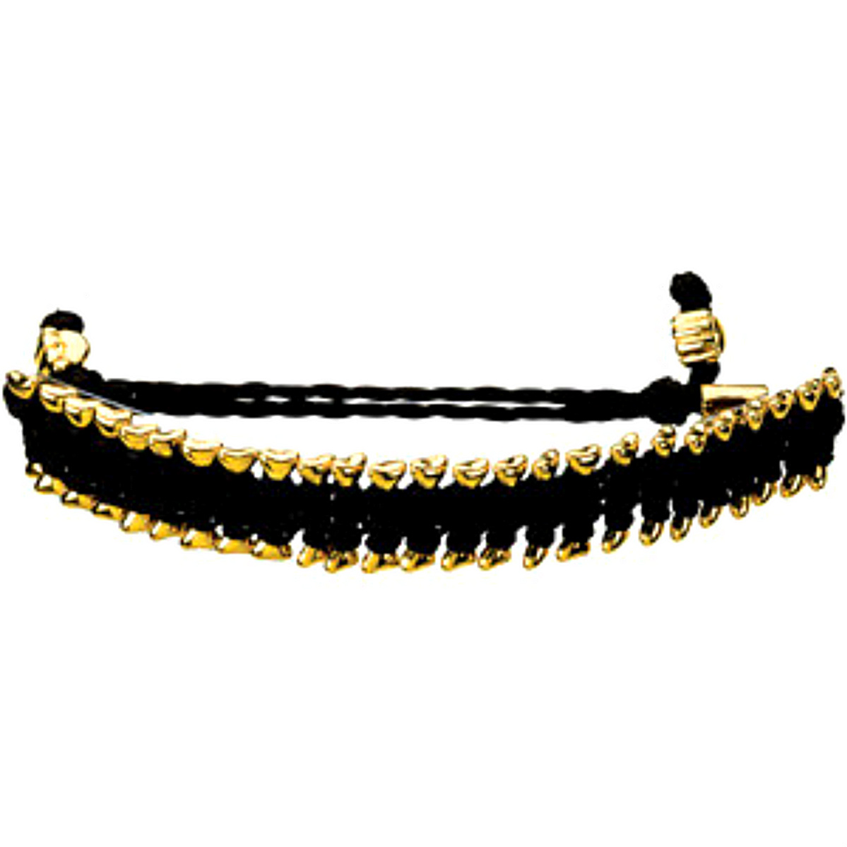 'Heart U Back' Friendship Black Bracelet, Gold Plated 