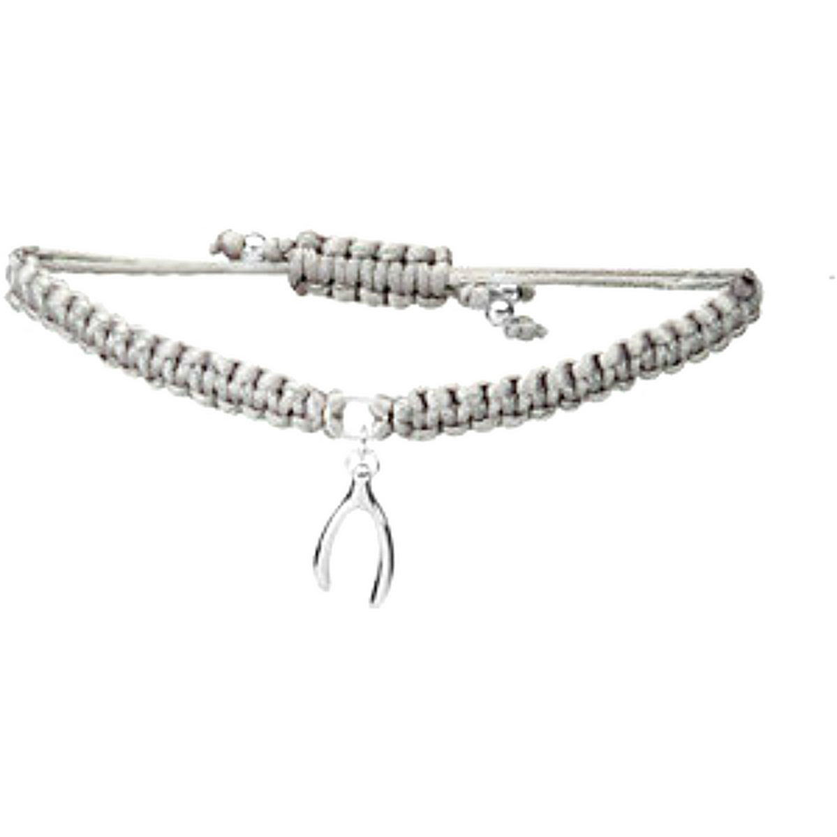 'Heart U Back' Grey Wishbone Bracelet, Rhodium Plated Sterling Silver 