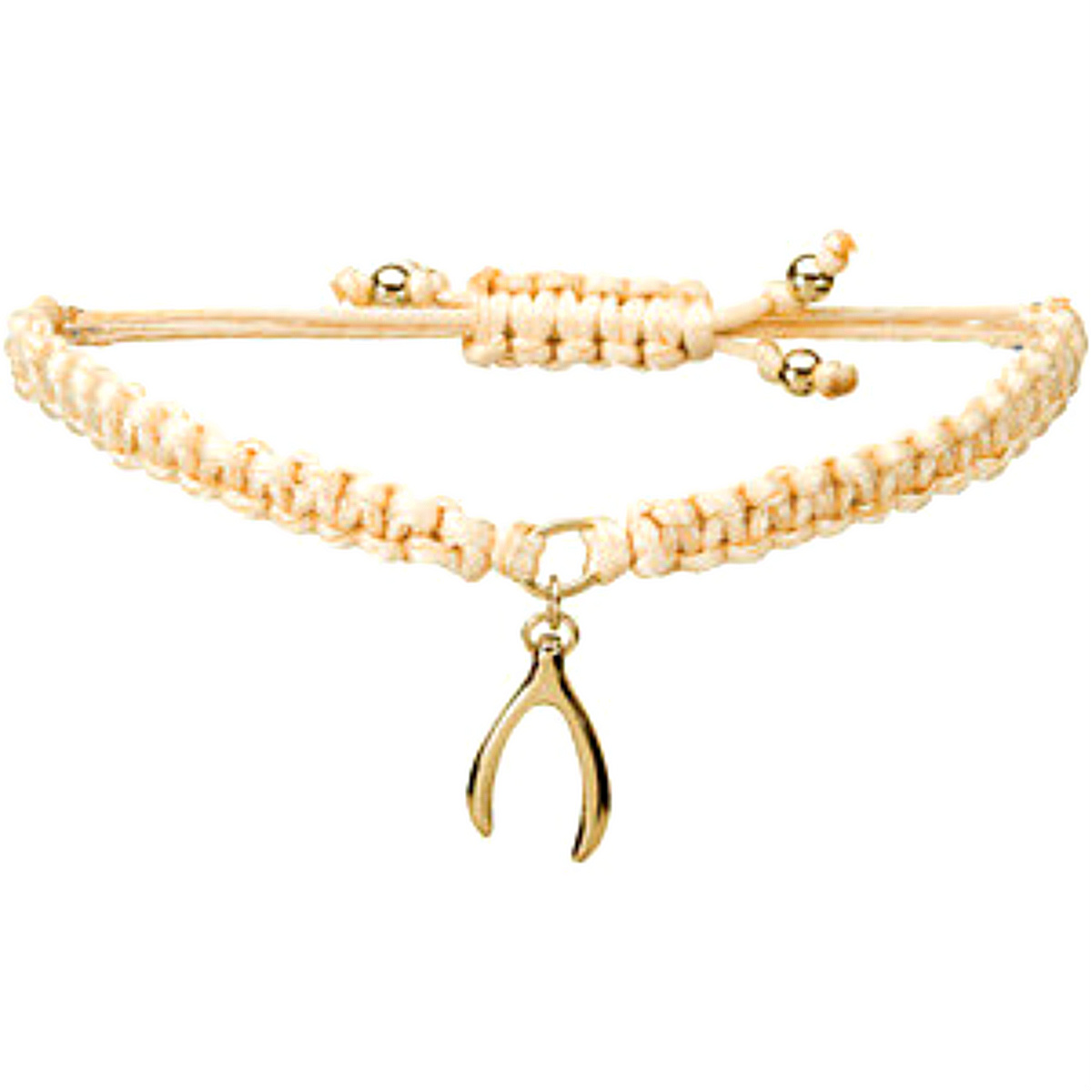 'Heart U Back' Champagne Wishbone Bracelet, 14k Yellow Gold Plated Sterling Silver 