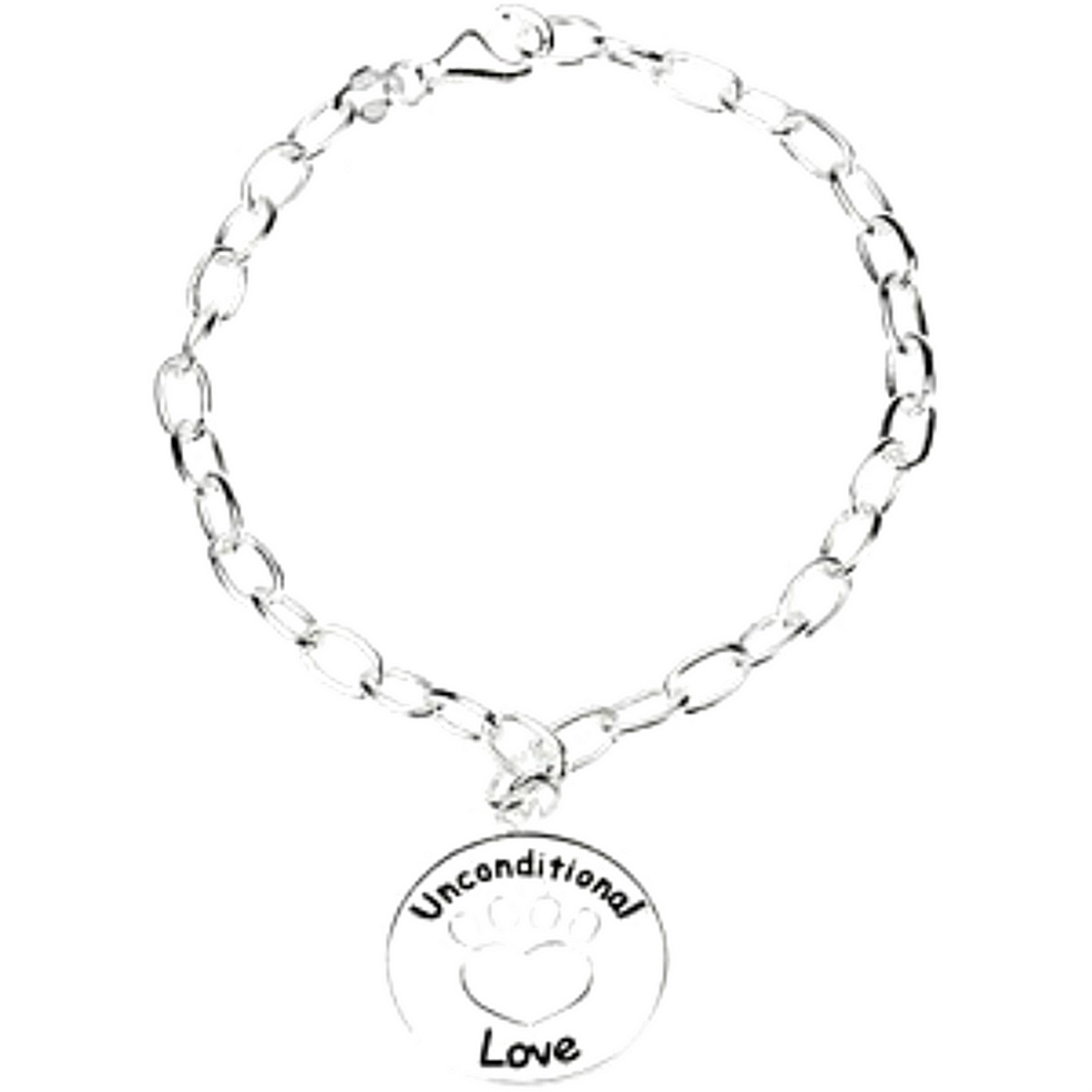 'Heart U Back' Unconditional Love Bracelet, Rhodium Plated Sterling Silver, 7'