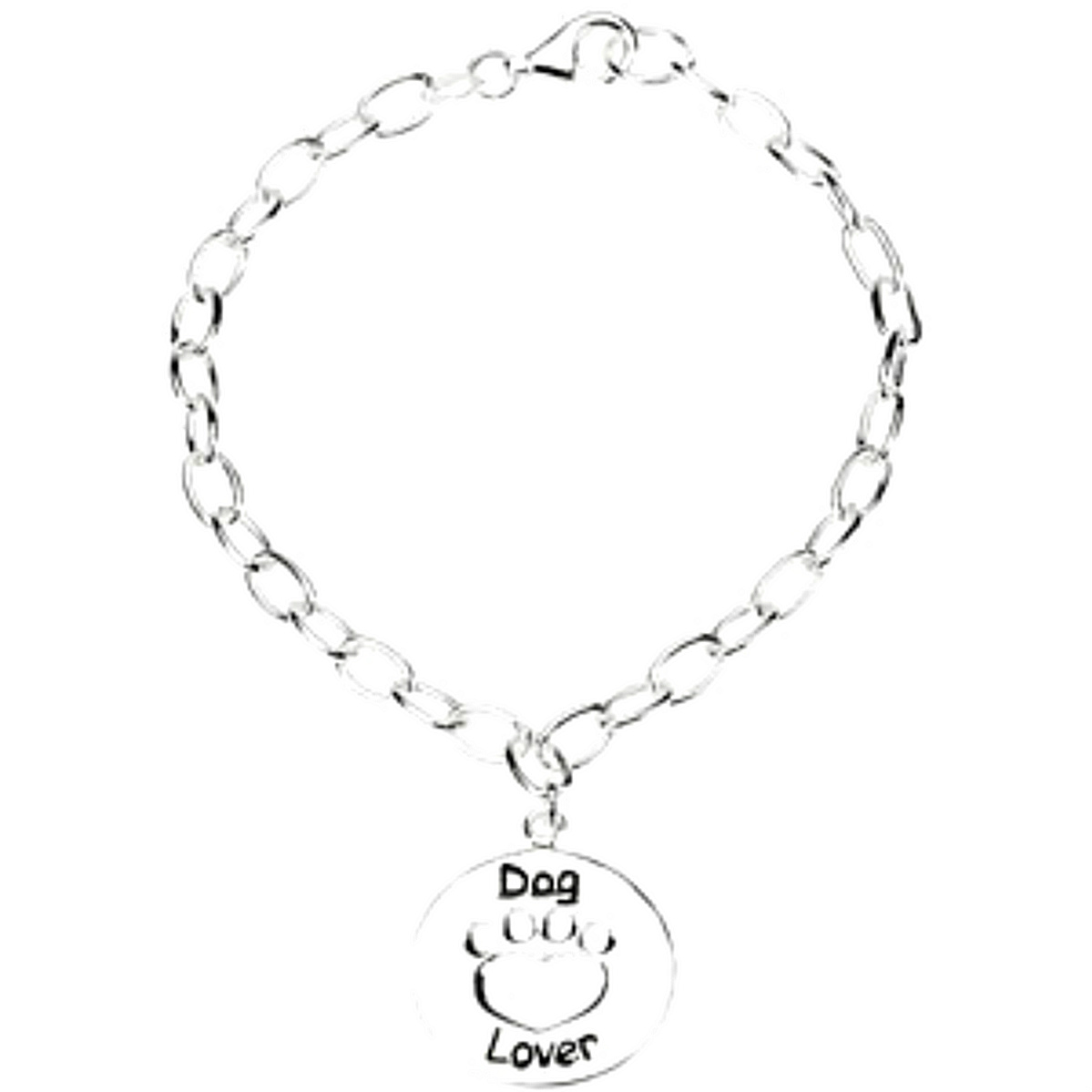 'Heart U Back' Dog Lover Bracelet, Rhodium Plated Sterling Silver, 7'