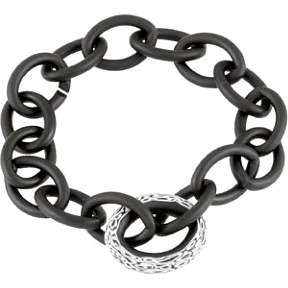 Black Lacquer Link Bracelet, Sterling Silver, 9'