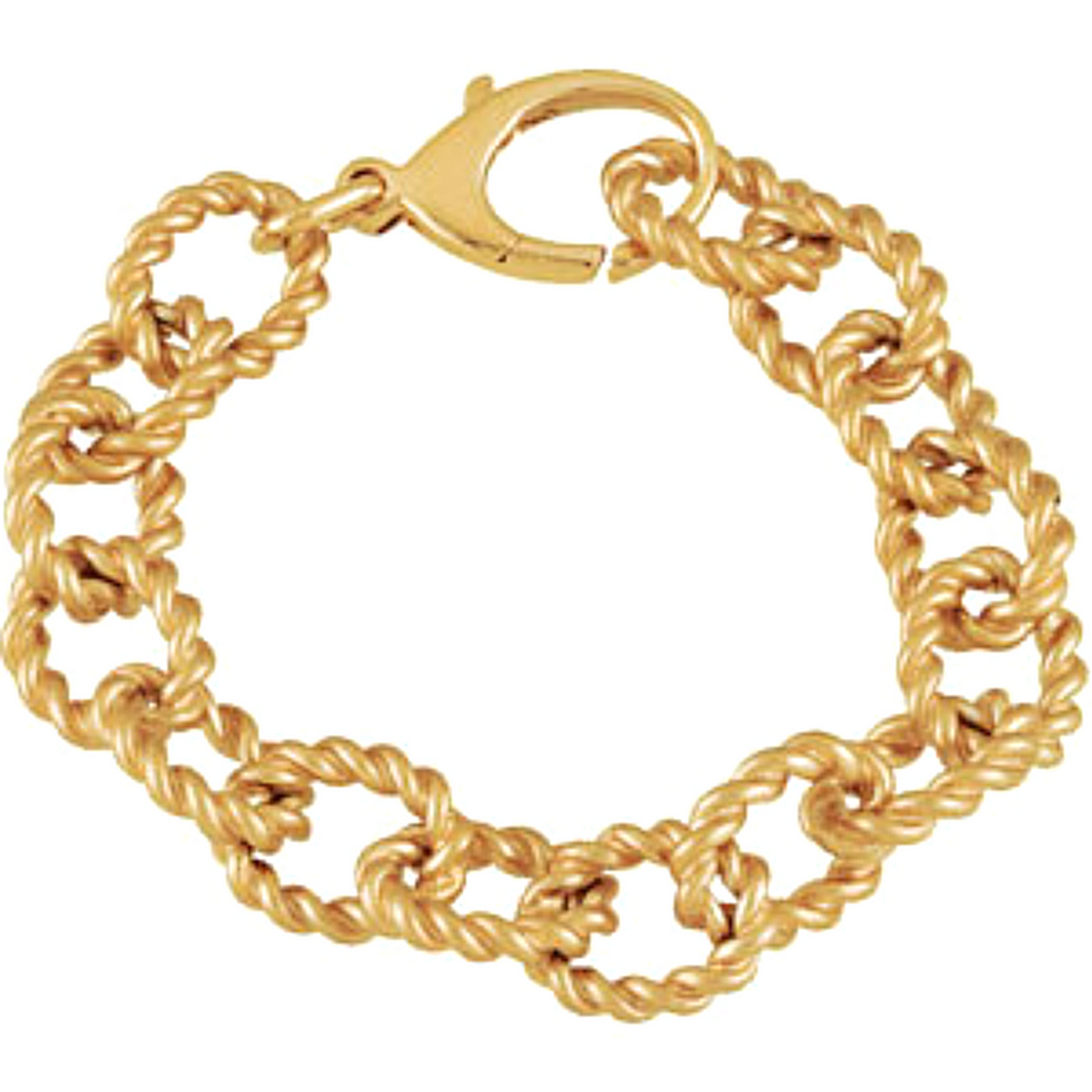 Link Bracelet, 14k Yellow Gold Plated Sterling Silver, 7.5'