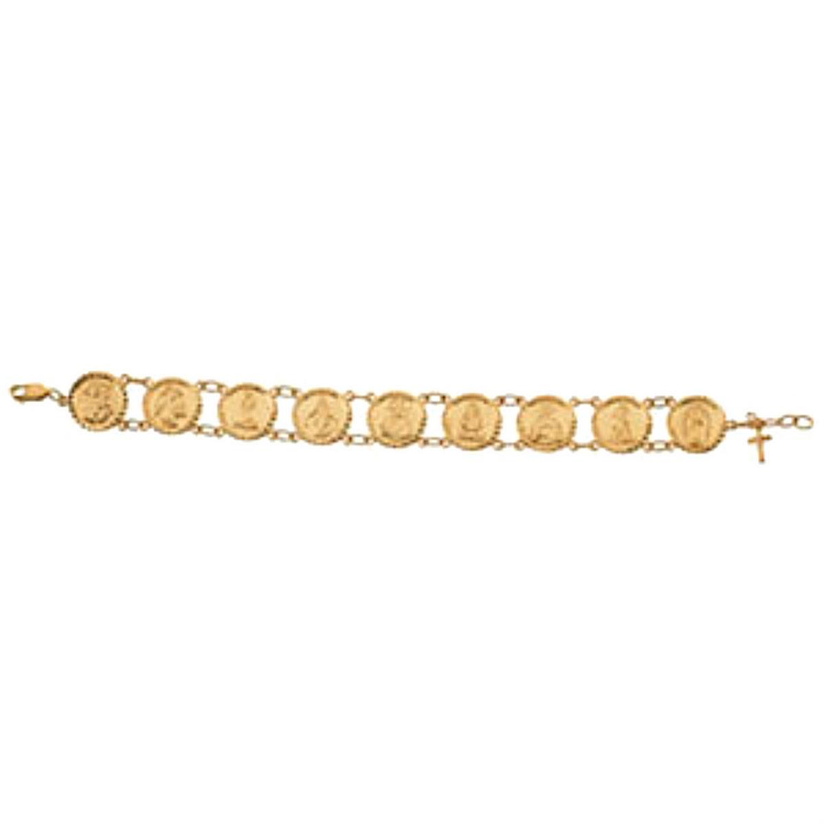 Traditional Saints Bracelel, 14k Yellow Gold, 7.5'