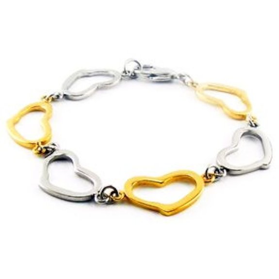 Open Heart, Two-Tone Bracelet in Stainless Steel