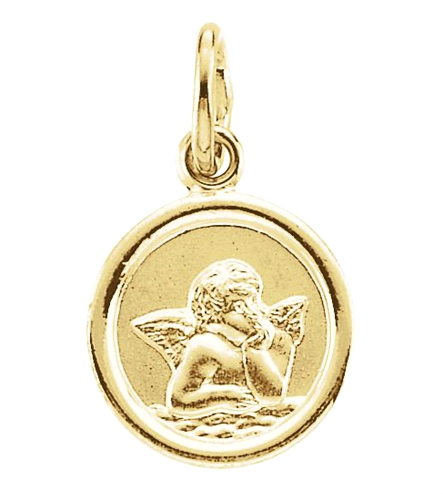 14k Yellow Gold Round Angel Medal 1006.