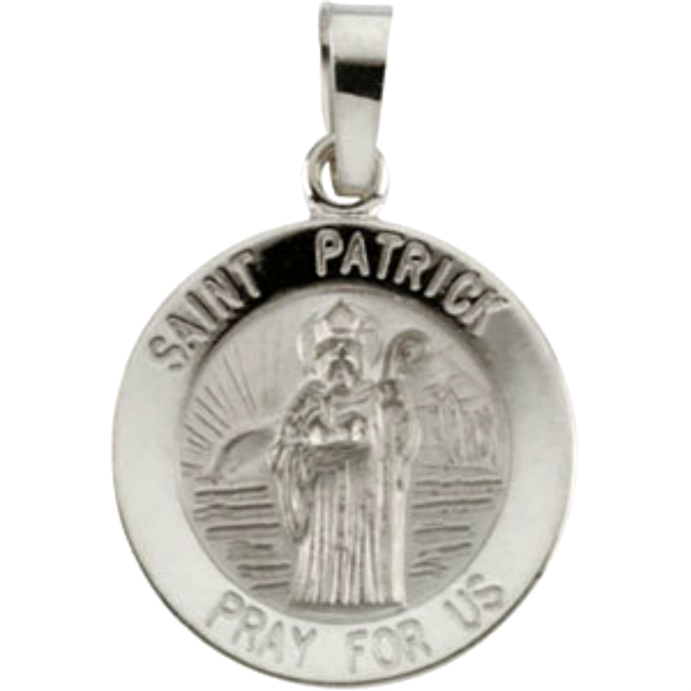 14k yellow gold round St. Patrick Medal.