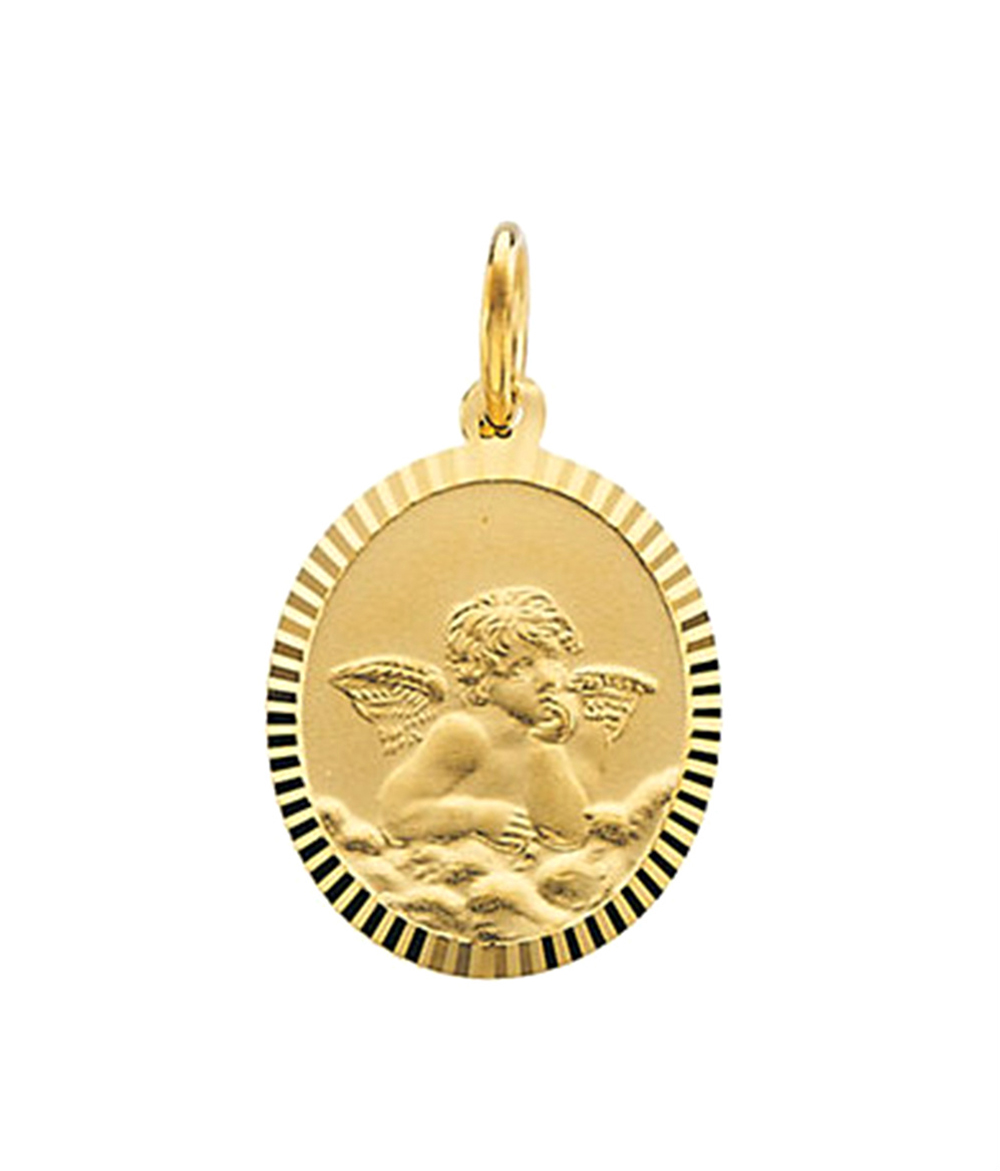 14ky Oval Angel Cherub Pendant Big 1006.