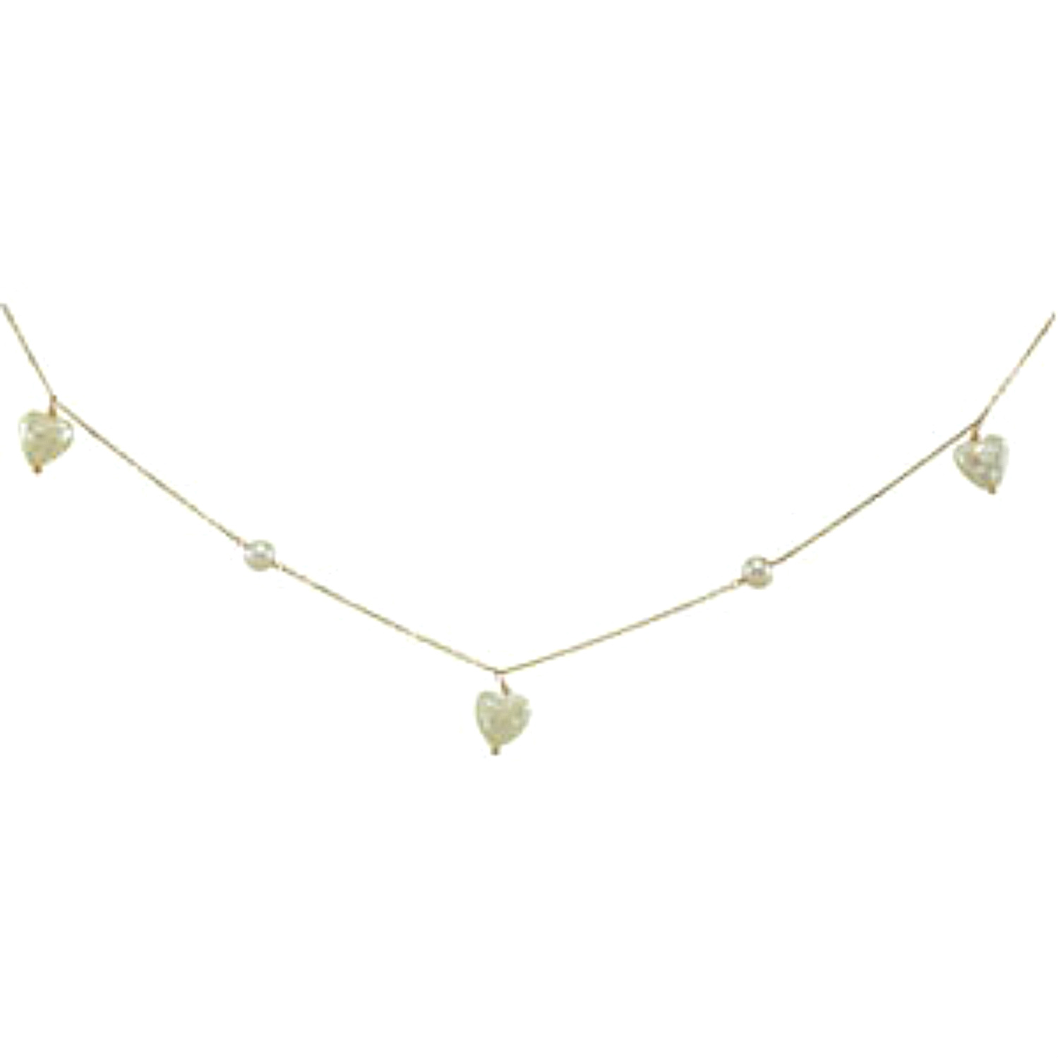 "White Freshwater Cultured Pearl with White Mother of Pearl Youth Heart Pendant Necklace in 14kt Yellow Gold