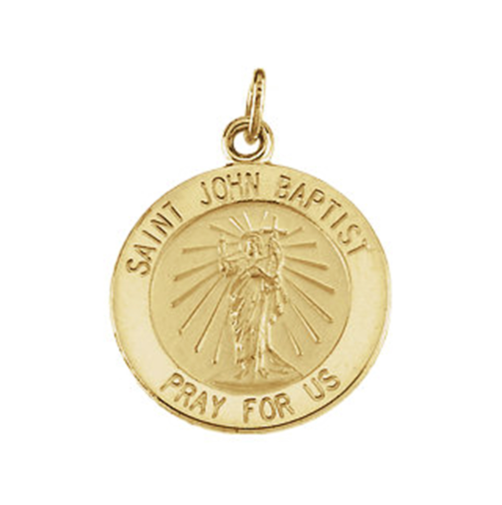 14k Yellow Gold Round St. John the Baptist Medal (18.25X 18.25 MM).