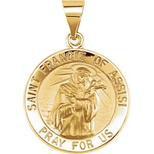 Petite St. Francis of Assini Medal in 14k White Gold.