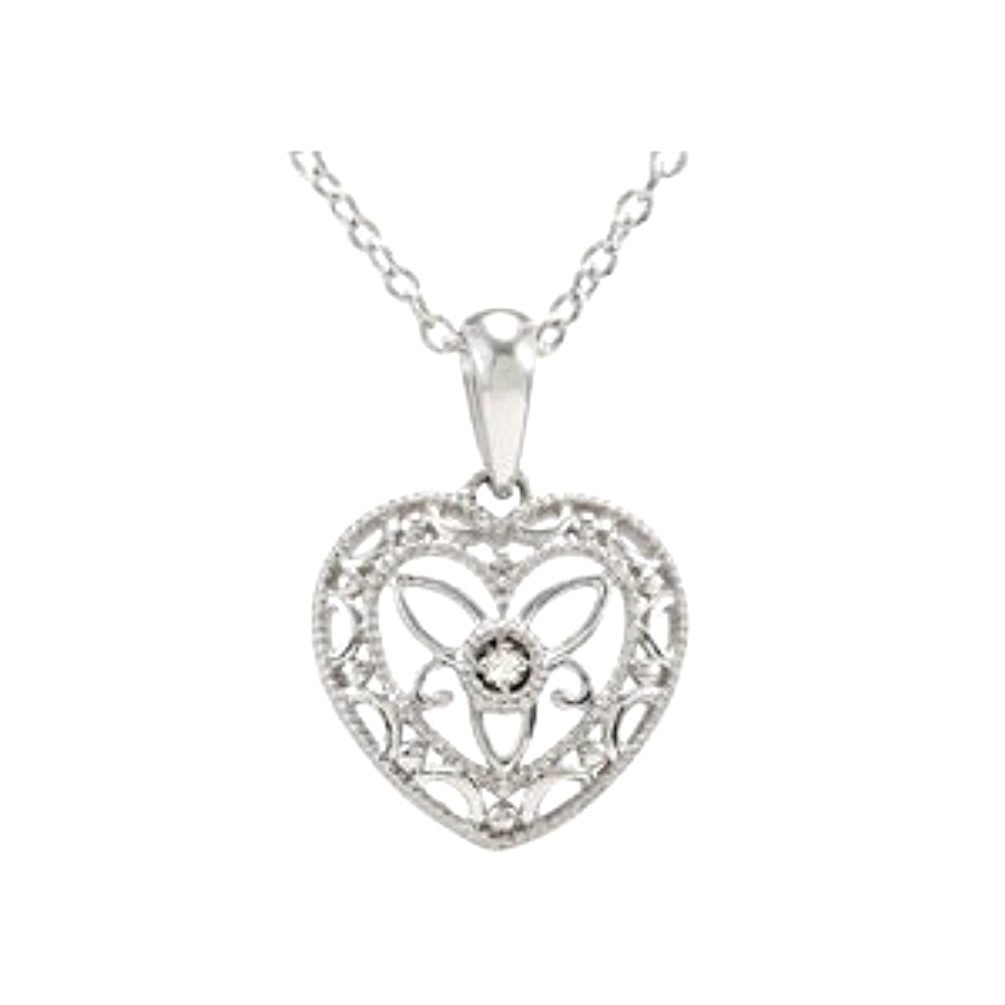 Vintage Style Diamond Heart Diamond Necklace is 18 inches