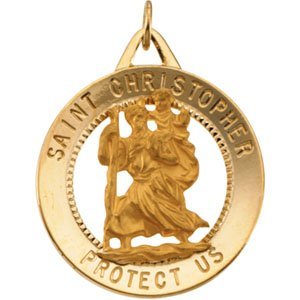 St. Christopher Medal (25.25mm) Patron Saint of Athletes, Porters, Sailors and Travelers