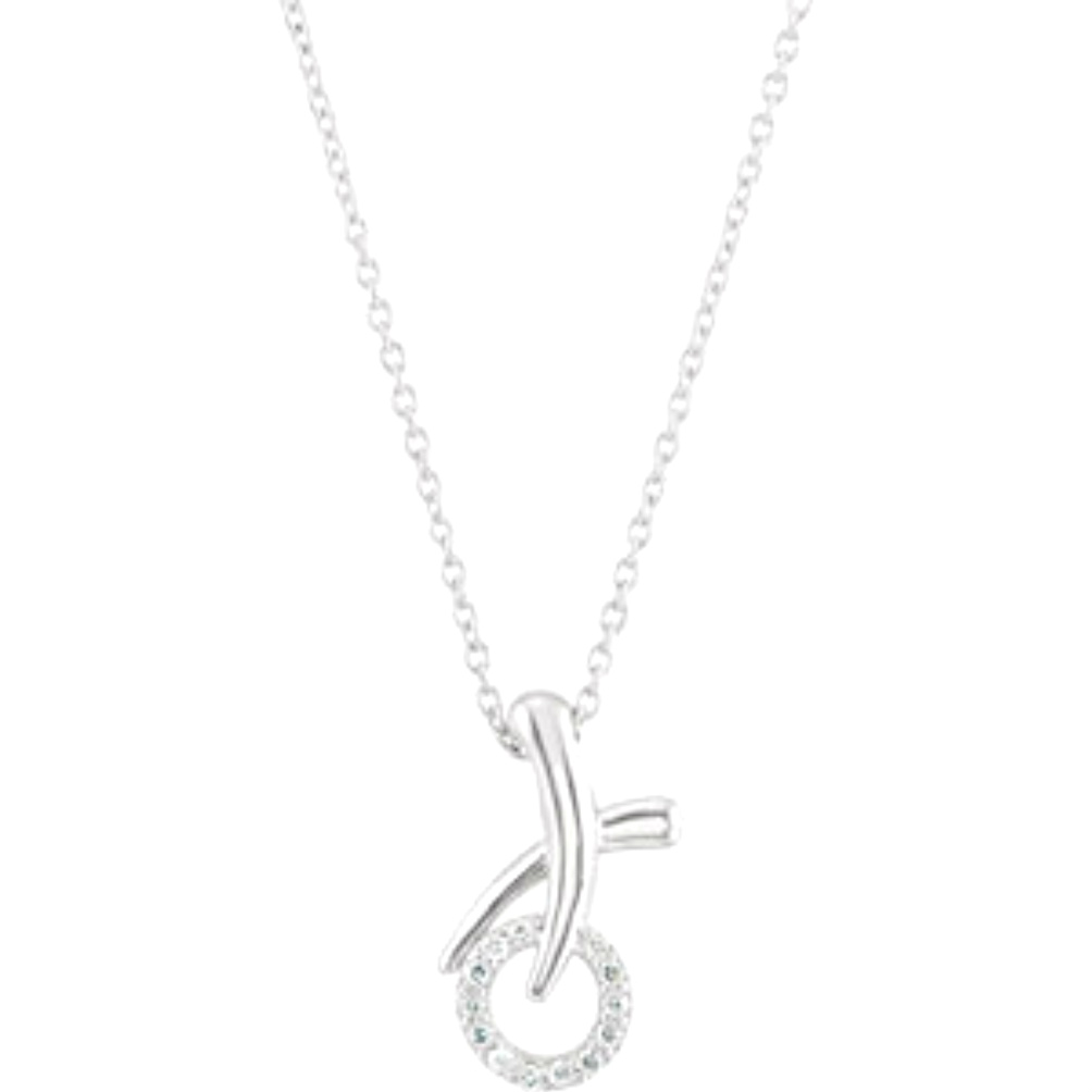 Contemporary Diamond XO Sterling Silver Necklace, 18"