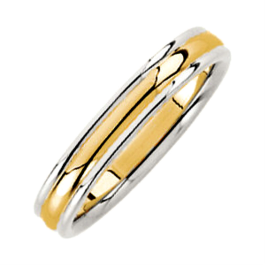 4mm 14k Yellow Gold with White Gold Edges Ring