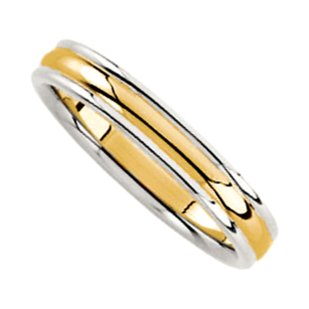 2-Tone 14k Yellow and White Gold Comfort Fit Dome Ring