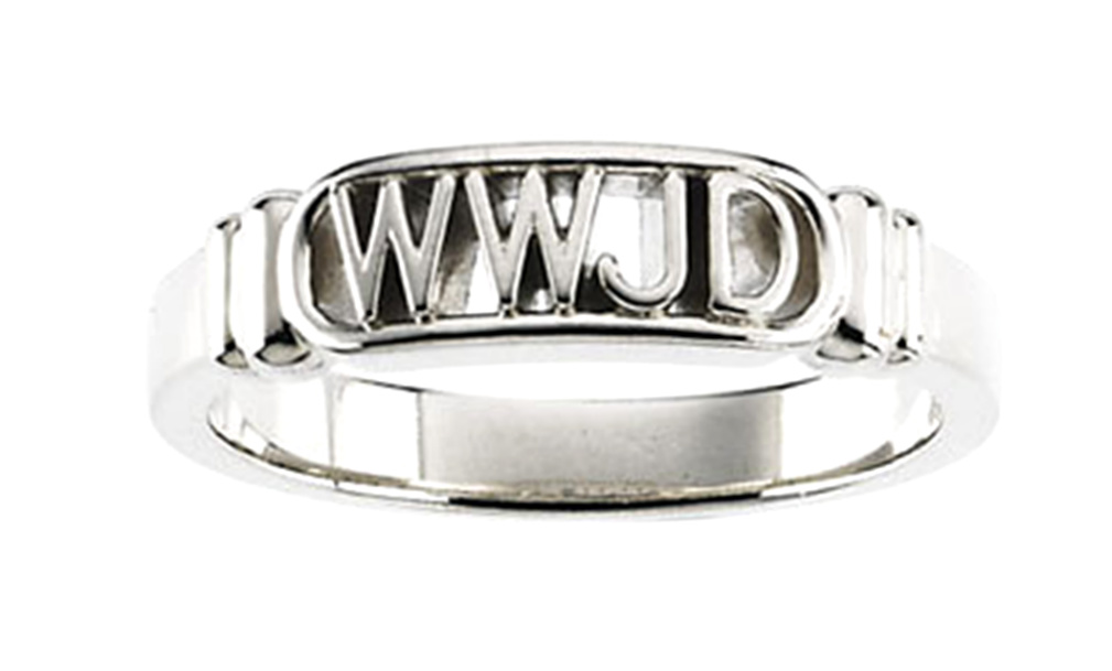 What Would Jesus Do Ring in Sterling Silver or 14k White Gold