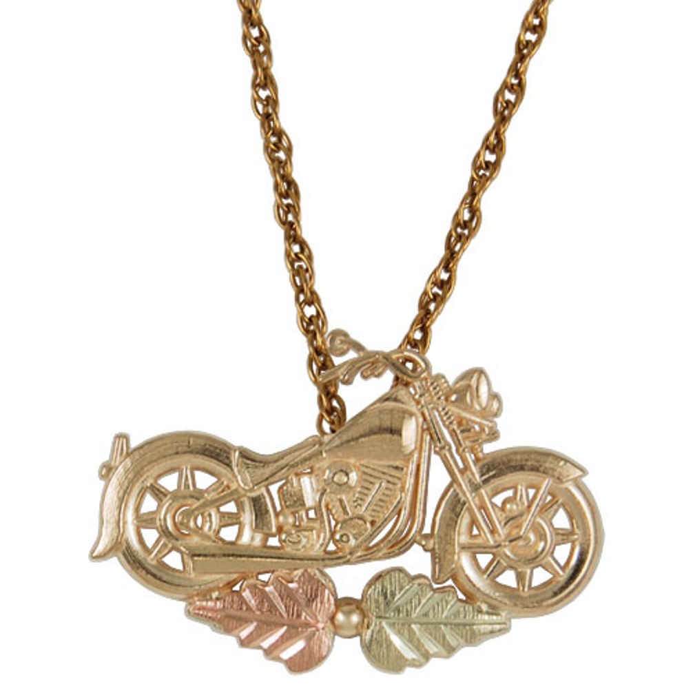 Motorcycle Necklace in 10k Yellow Gold, 12k Rose and Green Gold, 18"