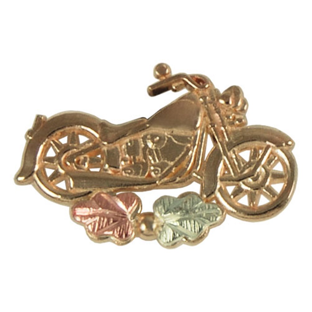 10k Yellow Gold, 12k Rose and Green Gold Motorcycle Lapel Pin