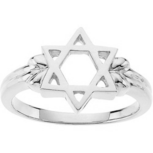 14k white gold Star of David silhouette ring. 