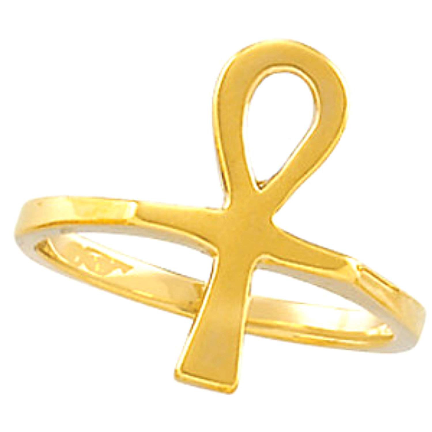 14k Yellow Gold Ankh Ring, 16.5x10.5mm 