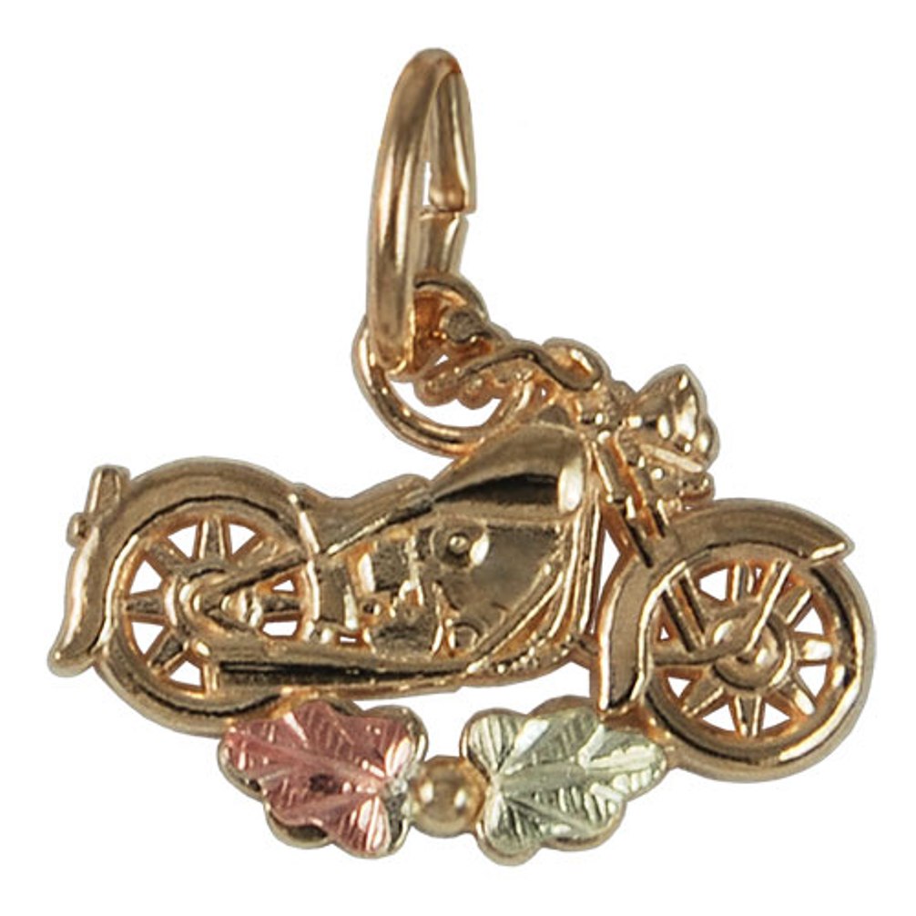 Motorcycle Charm in Black Hills Gold Motif