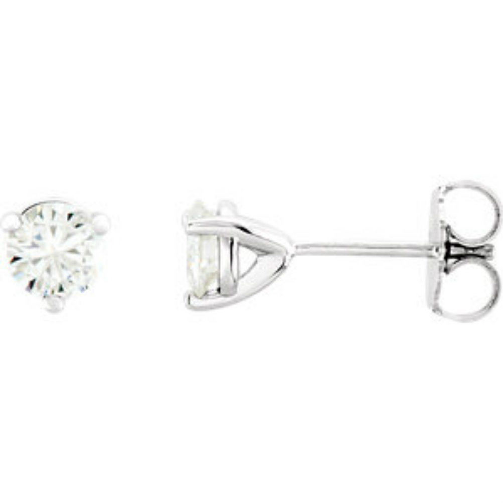 14k White Gold Charles and Colvard Forever Brilliant Moissanite Stud Earrings. 