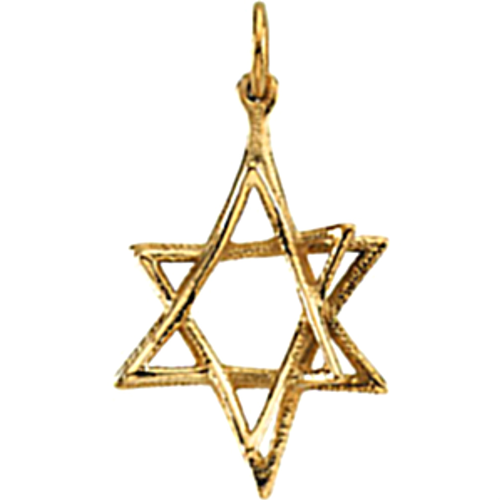 14k Yellow Gold Star of David. 