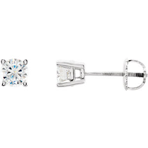 14kWhite Gold Charles and Colvard Forever Brilliant Moissanite Stud Earrings. 