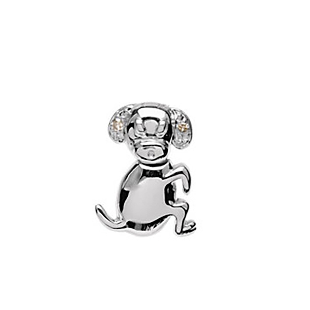 Girl's Diamond Donald The Dog Waggles Wiggles and Jiggle Pendant, Sterling Silver. 