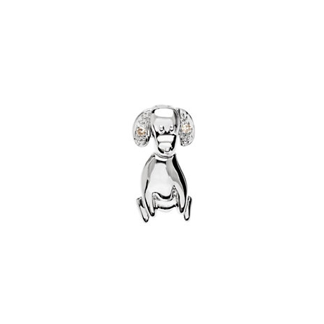 Girl's Diamond Daisy The Dog Waggles Wiggles and Jiggle Pendant, Sterling Silver. 