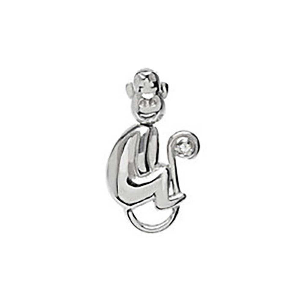 Girl's Diamond Marilyn The Monkey Waggles Wiggles and Jiggle Pendant, Sterling Silver. 