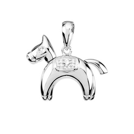 Girl's Diamond Hannah The Horse Waggles Wiggles and Jiggle Pendant, Sterling Silver. 