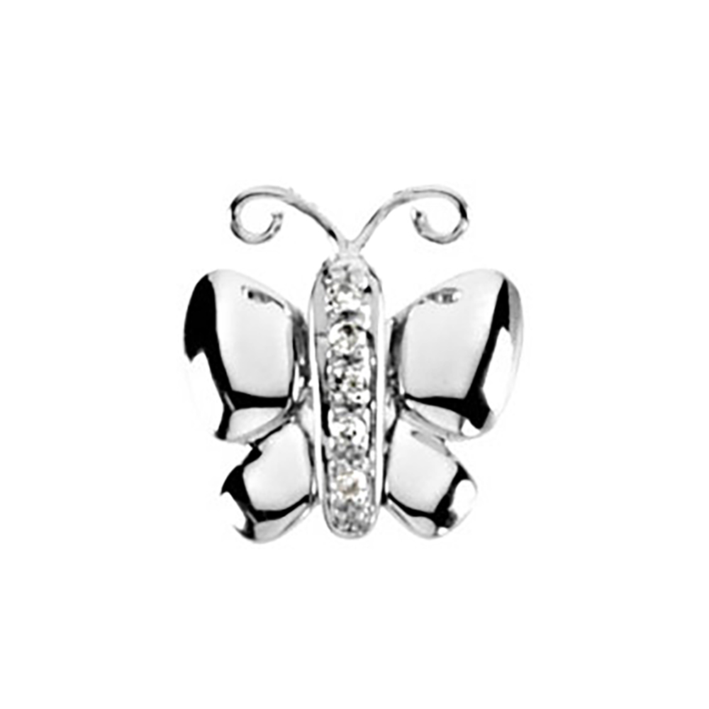 Girl's Diamond Betty The Butterfly Waggles Wiggles and Jiggle Pendant, Sterling Silver. 